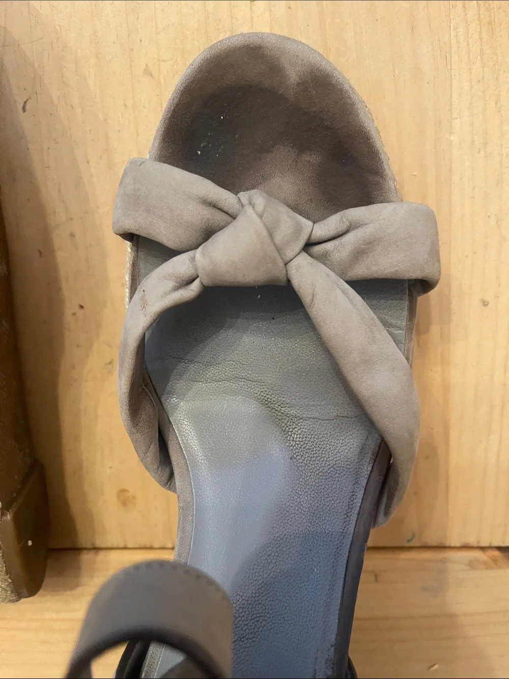 Cole Haan Taupe Knot Espadrille Wedge Sandals